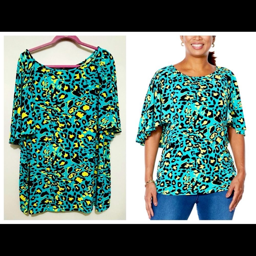 IMAN Global Chic Cape-Sleeve Top with Keyhole Back